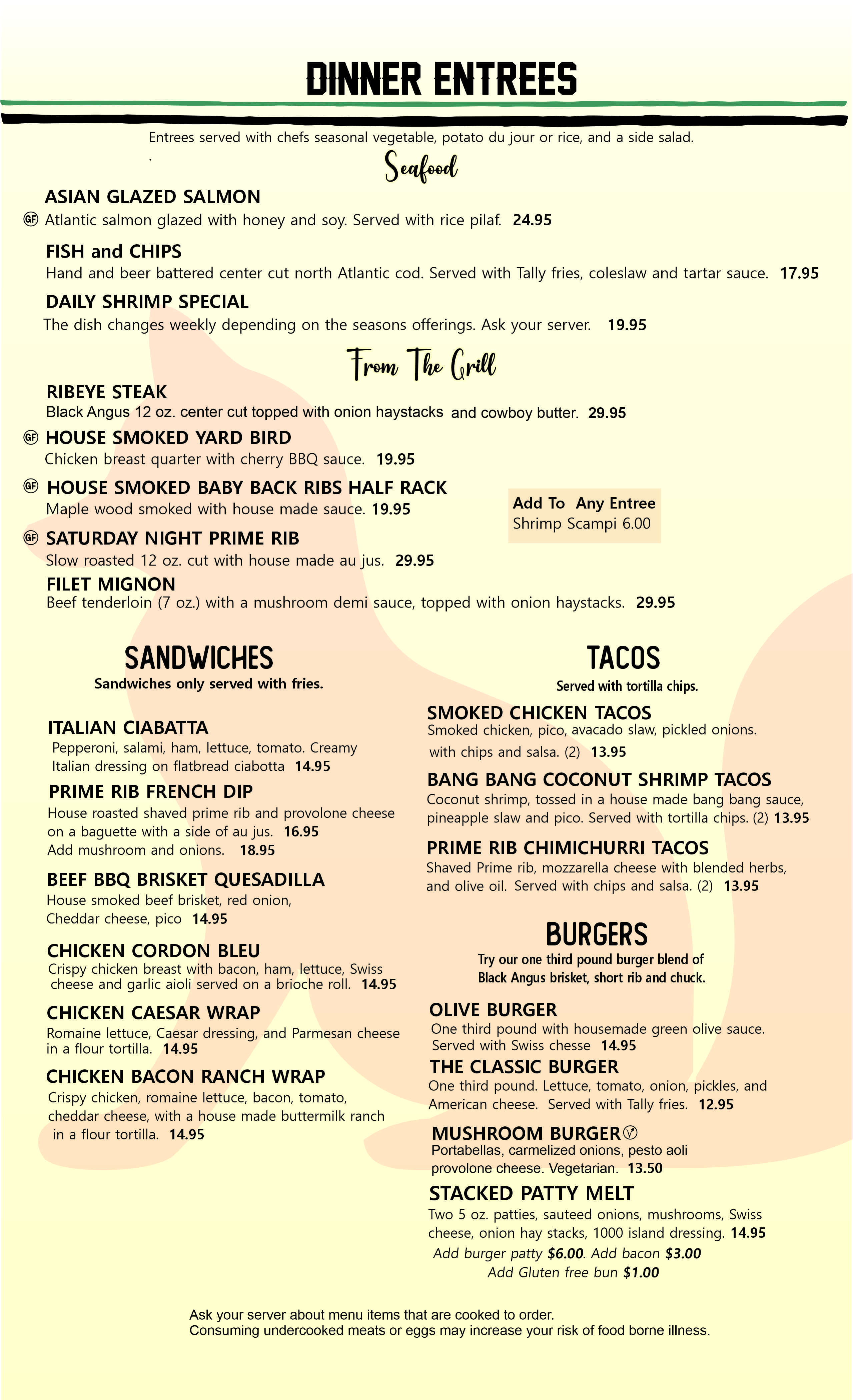 Oct Menu dinner side